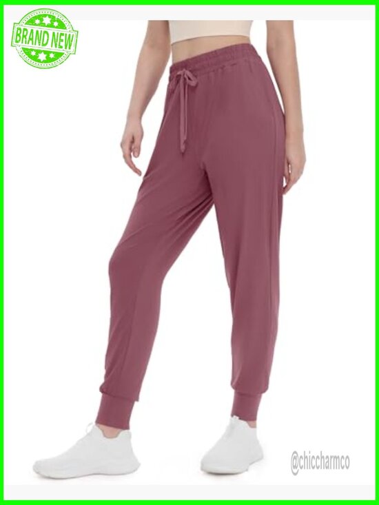 High Rise Sweatpants with Pockets, 27" Inseam, Polyester Spandex Blend - Picture 4 of 7